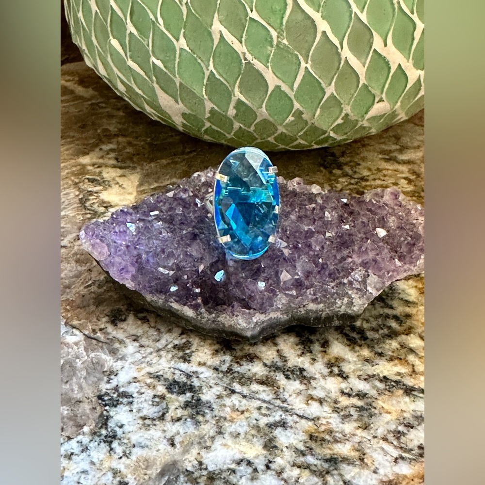 Silver Blue Topaz Stone Ring
